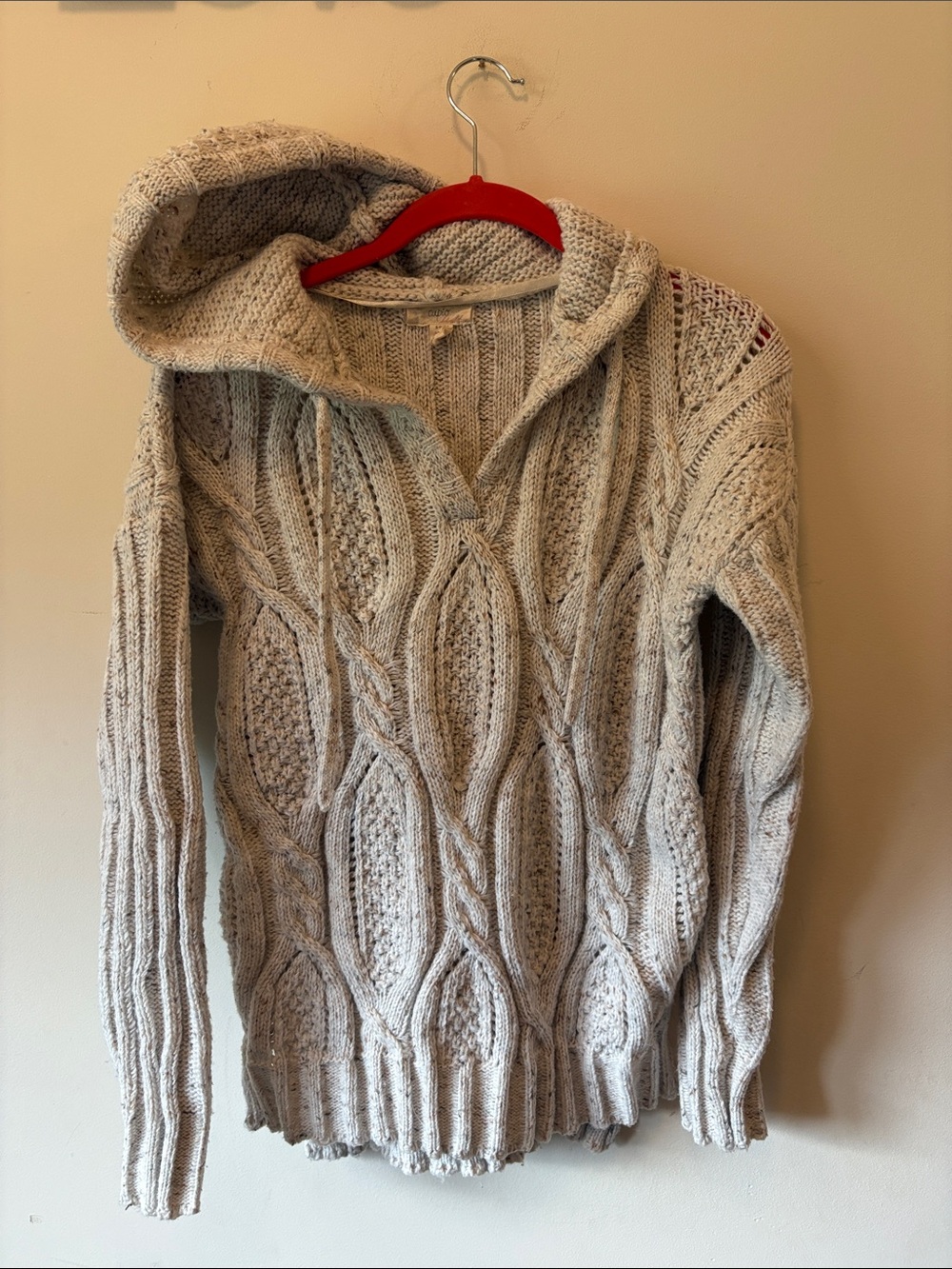 Cupio Cream Cable Knit Hooded Sweater